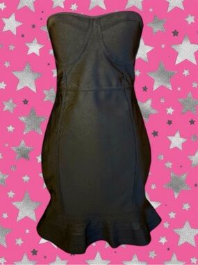 Pretty Little Thing NWT Party Cocktail Pin Up Black Bandage Peplum Mini Dress 8